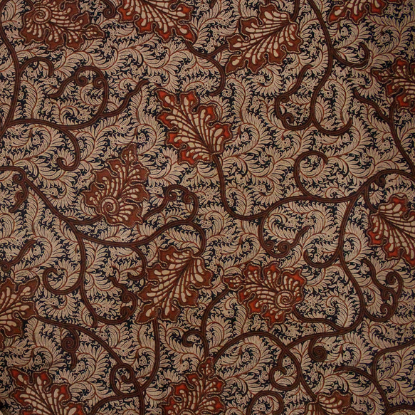 バティック 生地 インドネシア ジャワ更紗 葉のモチーフ パターン２ ブラウン 1枚目の画像