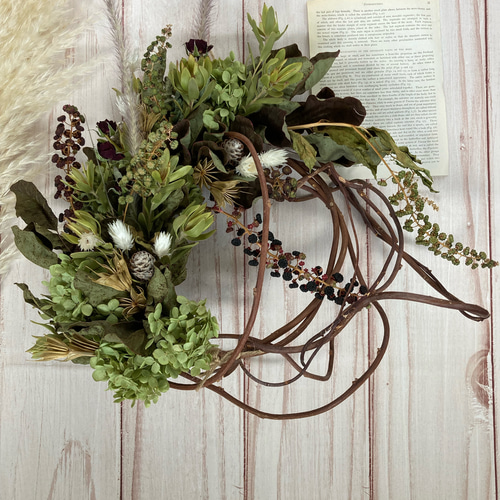 秋の森　ドライフラワーリース Dry flower | flower shop花の森