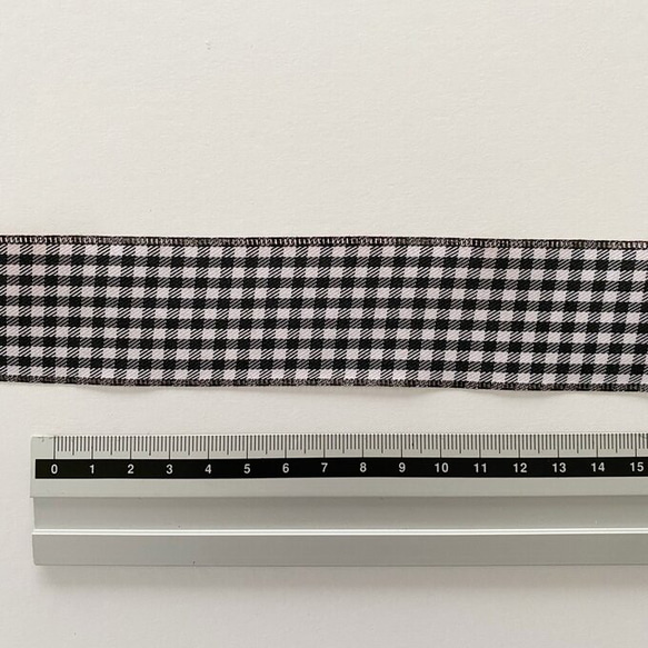 インポートリボン販売単位：100cm【210804】ギンガムチェック　ブラック　ピンク 5枚目の画像