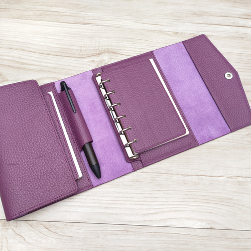 ミニ6サイズ システム手帳 ダブルリング col.モーヴ 手帳