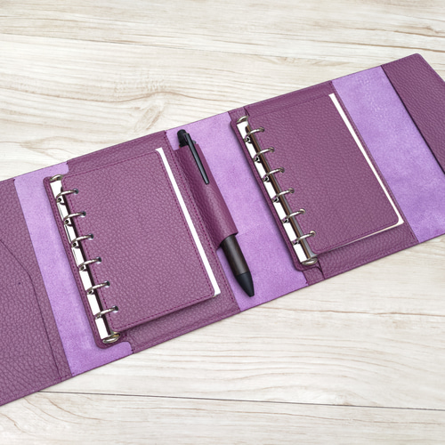 ミニ6サイズ システム手帳 ダブルリング col.モーヴ 手帳