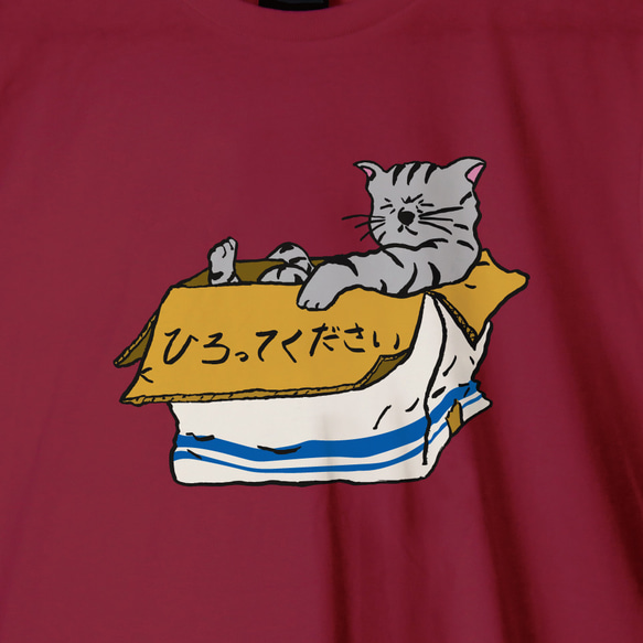 「猫」拾ってくださいTシャツ 1枚目の画像