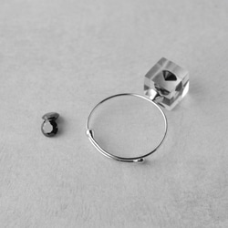 黑色氧化鋯浮動戒指 銀色簡約戒指 開口戒指 均碼 生日禮物 第4張的照片