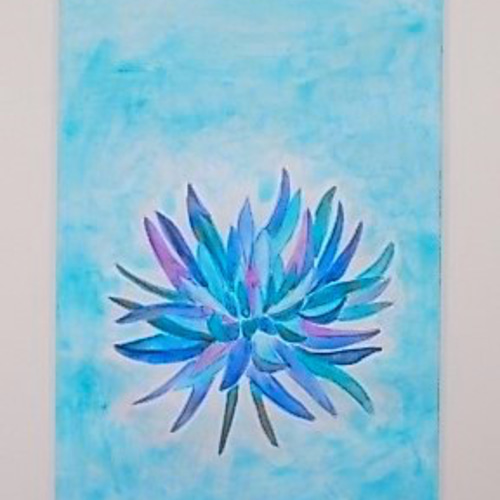 絵画 インテリア水彩画 額絵 青空に浮かぶ青い花 絵画 susa-art 通販