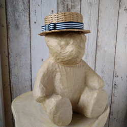 頭囲28㎝人形・ぬいぐるみ用カンカン帽　ボーダーリボン　 8枚目の画像