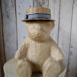 頭囲28㎝人形・ぬいぐるみ用カンカン帽　ボーダーリボン　 7枚目の画像