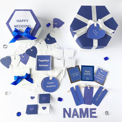 【結婚祝い用】名入れ✳︎六角形サプライズボックス  ✳︎青×白✳︎ 5枚目の画像