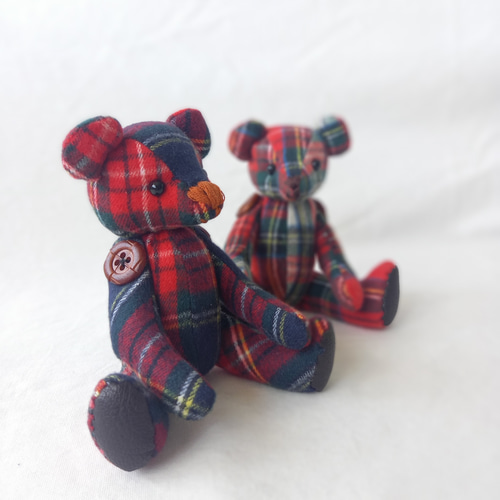 テディベアS*タータンチェック*ふんわり優しい手触り ぬいぐるみ 345