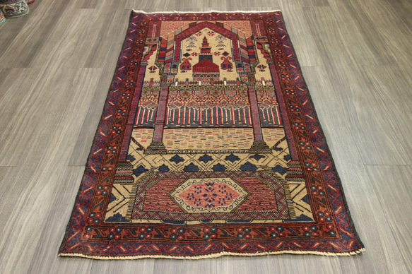 ヴィンテージ トライバルラグ カシミリ絨毯ミヘラブデザインラグ ヴィンテージ トライバル ラグ 90cm×30cm ネイビー : giftgiftgift ラグ・カーペット