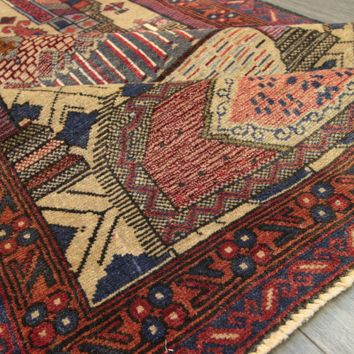 アンティーク ミフラブデザイン オールド手織り絨毯 アフガニスタン