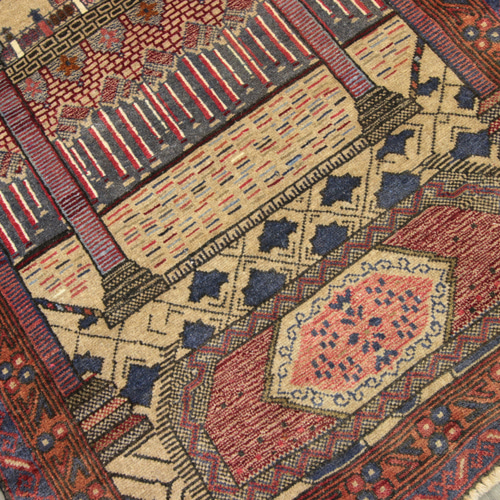 アンティーク ミフラブデザイン オールド手織り絨毯 アフガニスタン