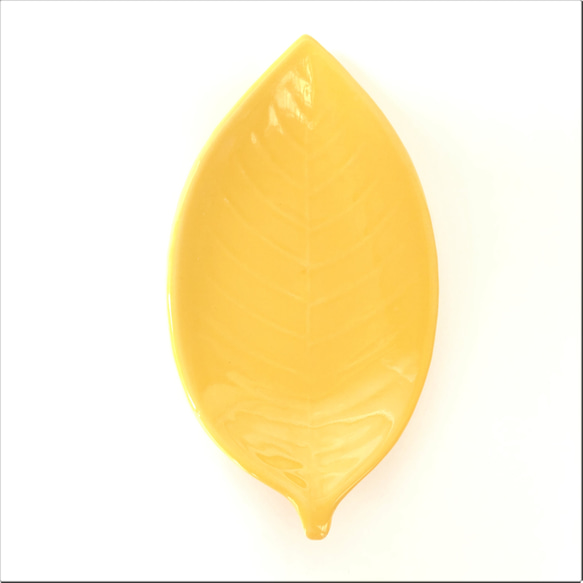 【葉子系列】檸檬黃京燒葉子小盤◇ 日常使用或小禮物都非常適合！ 第2張的照片