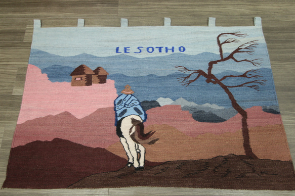 天空の王国レソト　トライバルラグ　ソト族　手織りオールドキリム　ヴィンテージ　97x147cm　＃957 10枚目の画像