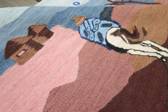 天空の王国レソト　トライバルラグ　ソト族　手織りオールドキリム　ヴィンテージ　97x147cm　＃957 5枚目の画像