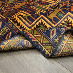動物モチーフの楽園デザイン　アフガニスタン　部族絨毯　トライバルラグ　オールド手織り絨毯　110x215cm　＃237 5枚目の画像