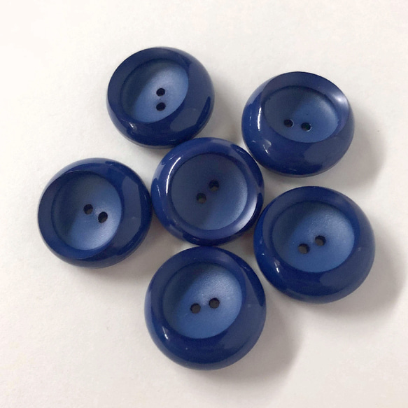レトロ サークル 円形 ボタン ブルー 20mm 6個セット at-298 2枚目の画像