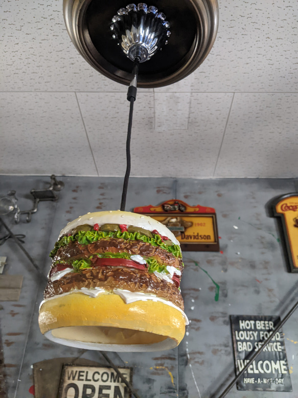 アメリカンダイナー/ バーガーズカフェ シーリングライト/ ハンバーガー ペンダントランプ/ #吊り下げ式ライト #店舗 7枚目の画像