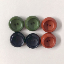 レトロ サークル 円形 ボタン ブラウン グリーン ブラック 20mm 6個セット at-300 1枚目の画像