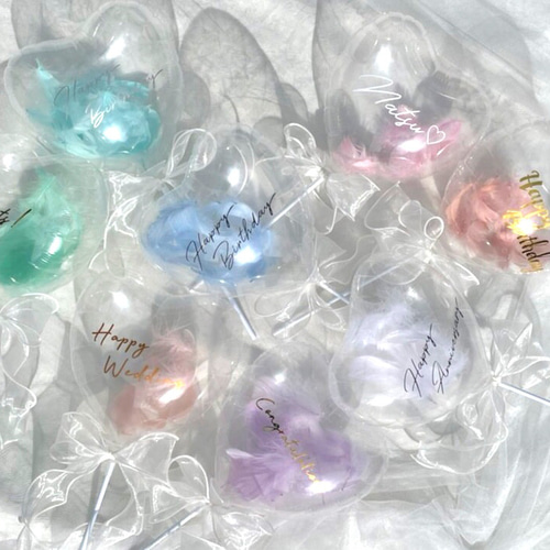 色が選べる♪クリアハート♡バルーンスティック│手持ちバルーン 結婚