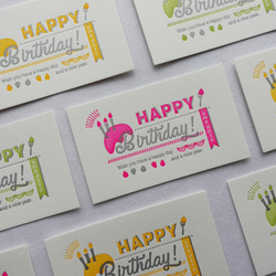 活版印刷のメッセージカード　HAPPY BIRTHDAY　3枚入り 1枚目の画像