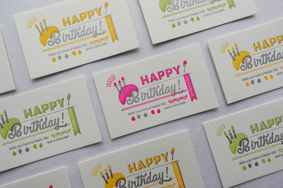 活版印刷のメッセージカード　HAPPY BIRTHDAY　3枚入り 1枚目の画像