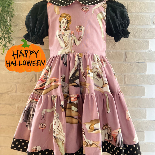 子供服 ゾンビガール ぽわん袖ボリュームワンピースドレス 110サイズ  
