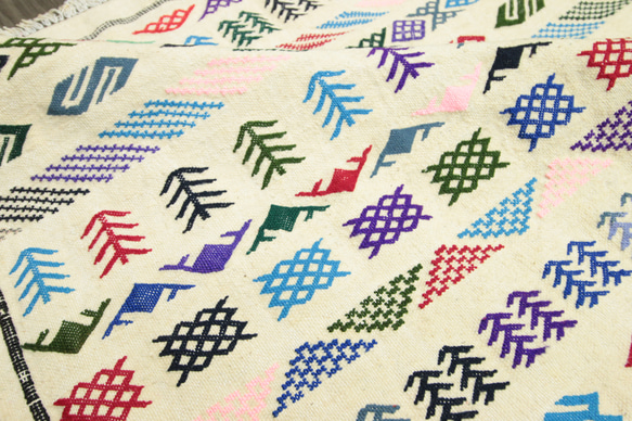 モロッコ　ベルベル族　トライバルラグ　オールド手織りキリム　ヴィンテージ　92x145cm　＃358 6枚目の画像