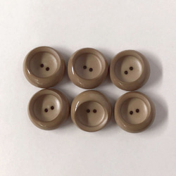 レトロ サークル 円形 ボタン ベージュブラウン 24mm 6個セット at-306 1枚目の画像