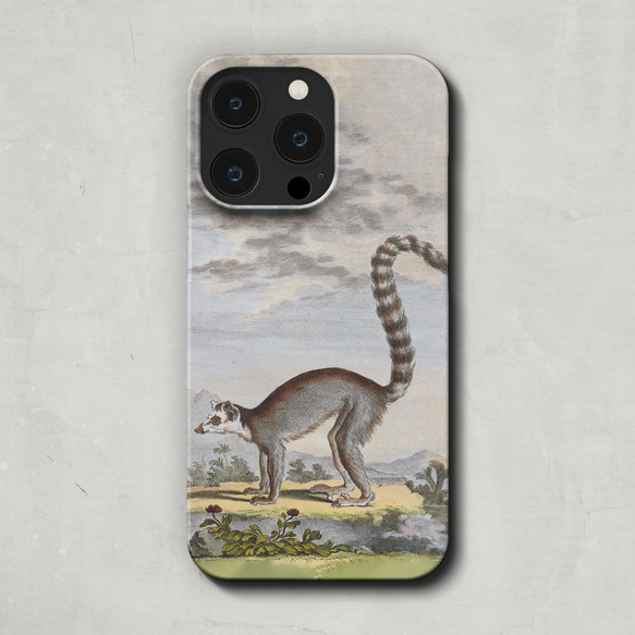 スマホケース / ジャックス デ セベ「ワオキツネザル」 iPhone 全機種対応 絵 アート アニマル レトロ 個性的 2枚目の画像