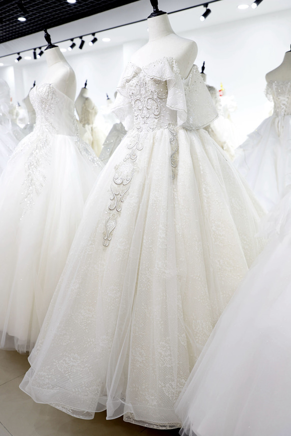 高級 ウエディングドレス オーダーメイド ハンドメイド キラキラ