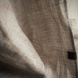 大格倫格紋高品質亞麻披肩灰棕色 第8張的照片