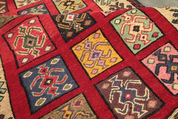 ペルシャ絨毯　シルジャンキリム　オールド手織り絨毯　部族絨毯　トライバルラグ　ヴィンテージ　89x148cm　＃809 6枚目の画像