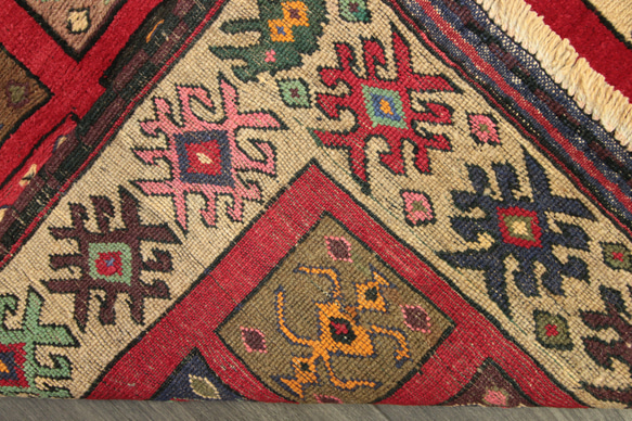 ペルシャ絨毯　シルジャンキリム　オールド手織り絨毯　部族絨毯　トライバルラグ　ヴィンテージ　89x148cm　＃809 7枚目の画像