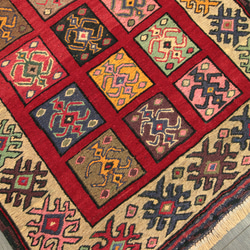 ペルシャ絨毯　シルジャンキリム　オールド手織り絨毯　部族絨毯　トライバルラグ　ヴィンテージ　89x148cm　＃809 4枚目の画像