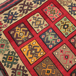 ペルシャ絨毯　シルジャンキリム　オールド手織り絨毯　部族絨毯　トライバルラグ　ヴィンテージ　89x148cm　＃809 3枚目の画像