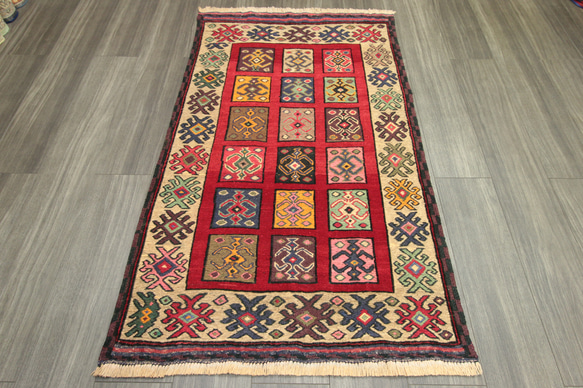 ペルシャ絨毯 シルジャンキリム オールド手織り絨毯 部族絨毯