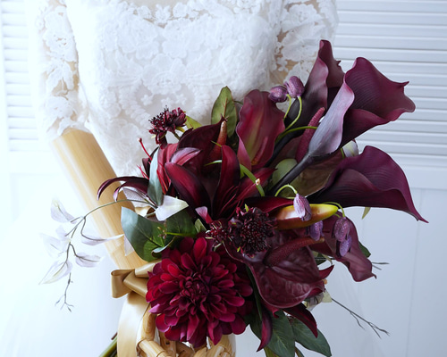 ✿アネモネとボルドーカラーのブーケ （造花）新品未使用品 ✿アネモネとボルドーカラーのブーケ （造花）新品未使用品 楽天市場