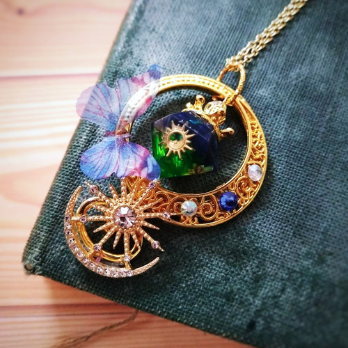 星の鉱石ネックレス ゴールド×ブルーグリーン 上級魔法 ハイウィザード 