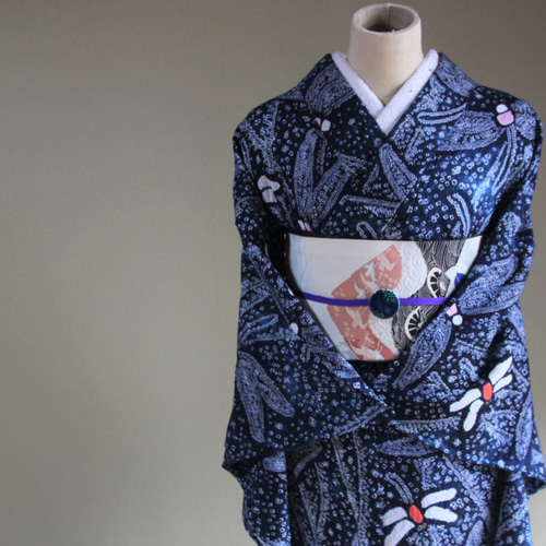 ◇現代 有松鳴海絞 浴衣◇【群青×濃紺】細かい絞りで儚く