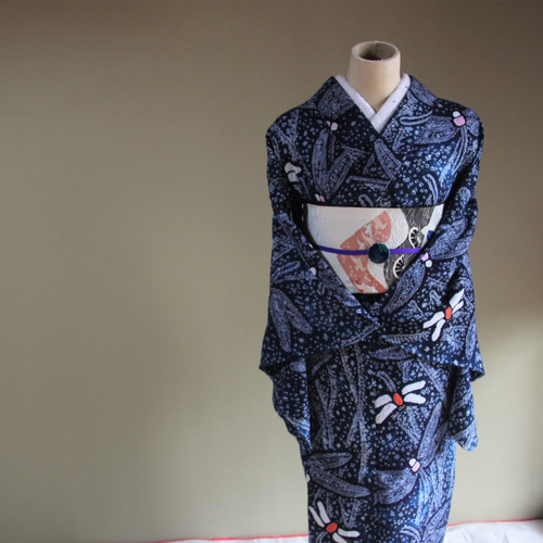 ◇現代 有松鳴海絞 浴衣◇【群青×濃紺】細かい絞りで儚く