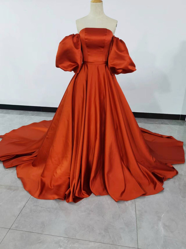 高品質  テラコッタ色！ウエディングドレス  編み上げ   パーティードレス 前撮り結婚式 2次会 ビスチ...