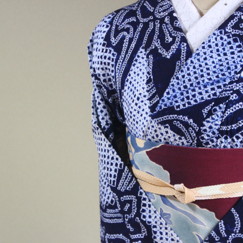 ◇現代 有松鳴海絞 浴衣◇【濃紺】年代を問わない普遍的な柄が