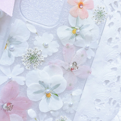 セール中❤️早発送♡送料無料♡全機種♡ホワイトピンクのフラワースマホケース♡iPhone GALAXY Xperia 3枚目の画像
