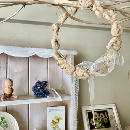 2：フランスアンティーク 枯れた布花 パーツ ブロカント ハンドメイド