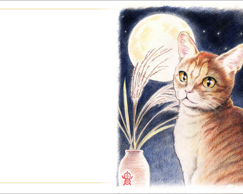 ひとときの魔法」ポストカード専用額入り ブラウン☆ 猫 星月猫