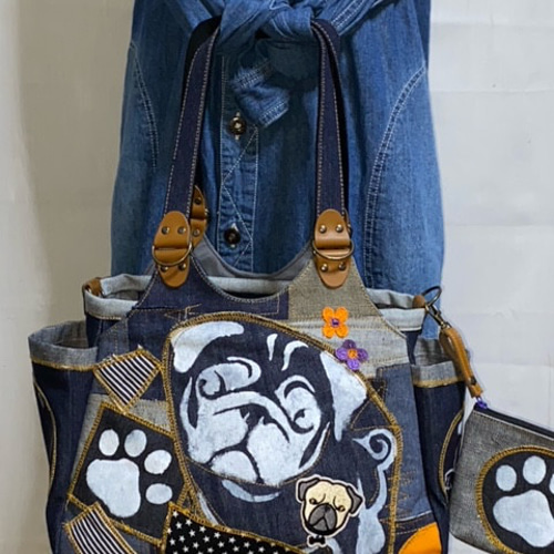 ハンドメイド☆岡山デニム☆ステンシル☆4wayバッグ