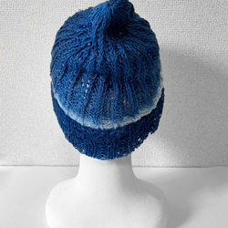 藍染ニット帽　藍色　インディゴ　帽子　綿素材 3枚目の画像