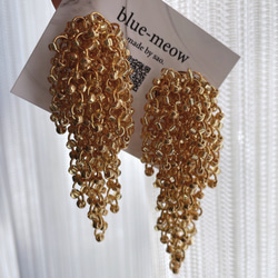 B    つぶつぶ　ビーズ　シャワー　ピアス    イヤリング    ／　ゴールド × トパーズ 6枚目の画像