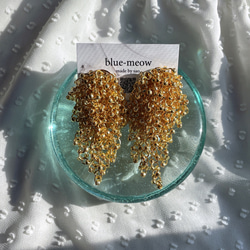 B    つぶつぶ　ビーズ　シャワー　ピアス    イヤリング    ／　ゴールド × トパーズ 5枚目の画像