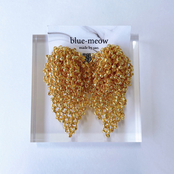 B    つぶつぶ　ビーズ　シャワー　ピアス    イヤリング    ／　ゴールド × トパーズ 1枚目の画像